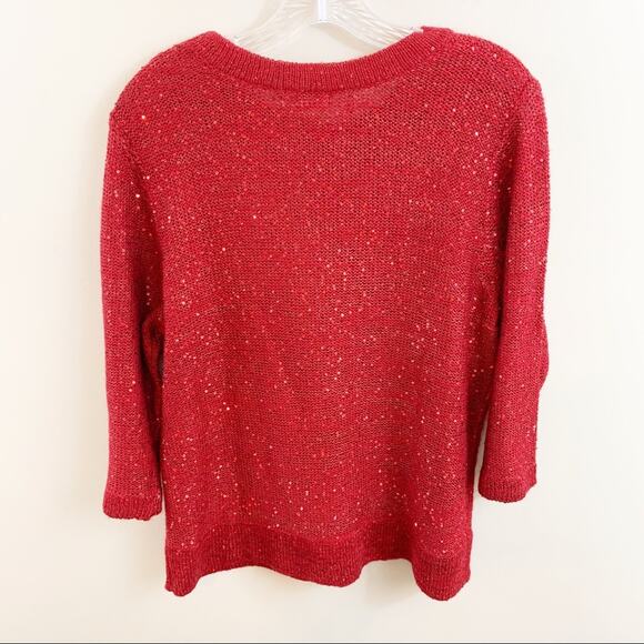 Vintage Red Sequin Crewneck Sweater Size L - Picture 3 of 3